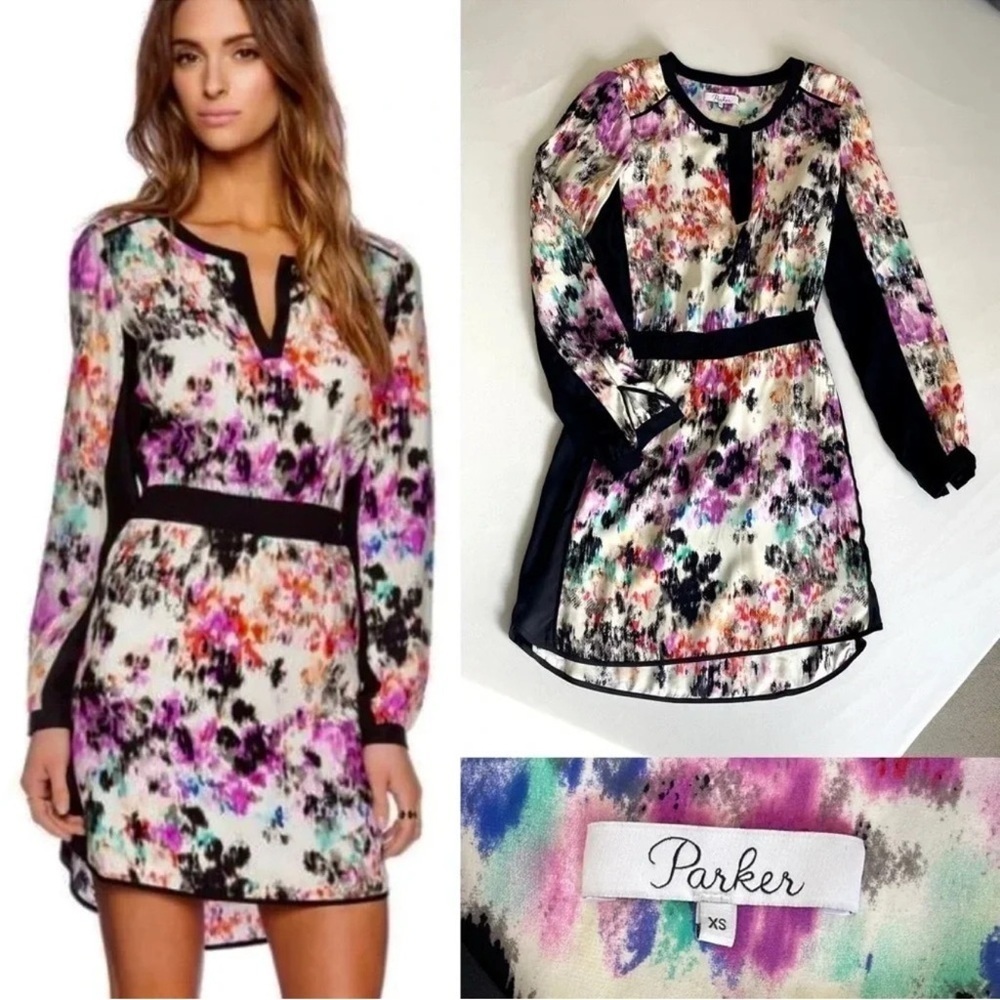 Parker Vibrant Abstract Long Sleeve Dress